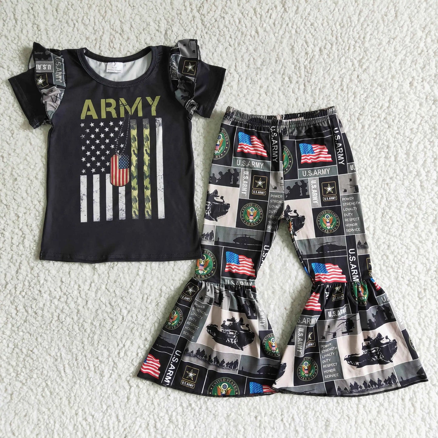 A16-16 Wholesale summer girls sets ARMY gray green lace set baby girls clothes Summer Boutique toddler kids sets