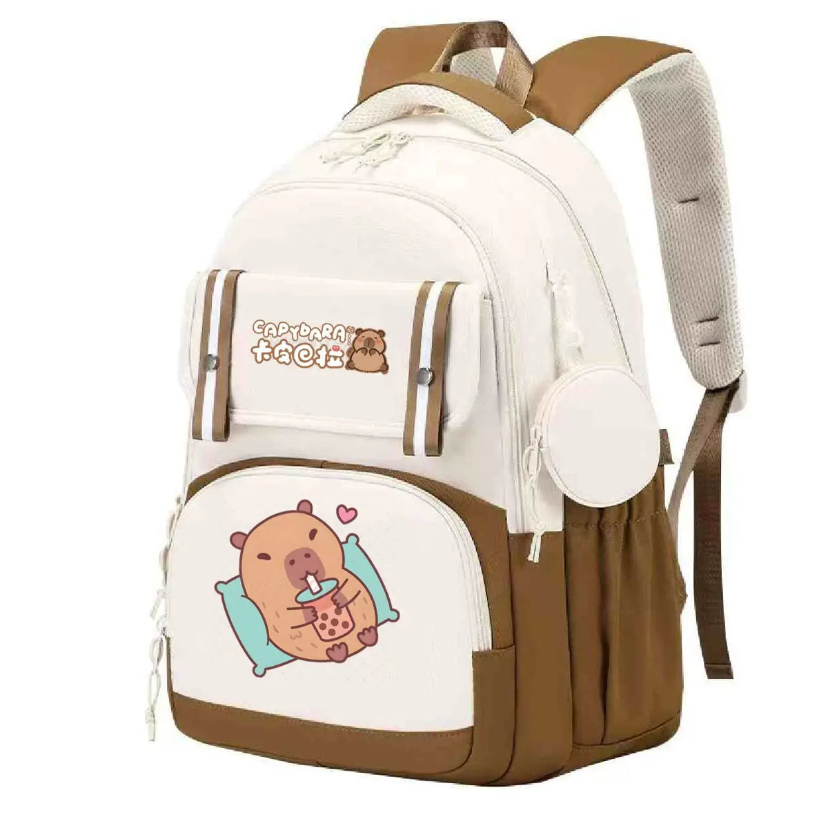 Capybara Print Backpack Girls Boys Cute Cartoon Outdoor Travel Bagpack Large Capacity Capybara Birthday Gifts Teeneger Schoolbag