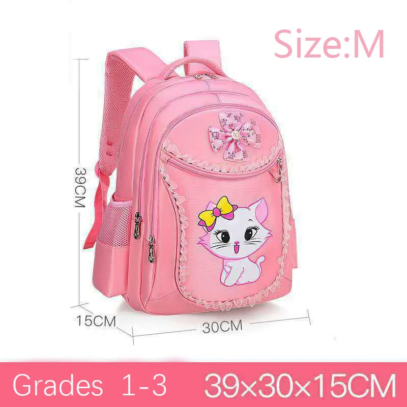 Pink Cat Backpack for Girls – Cute Bowknot Cartoon School Bag, Princess Style Bookbag for Kindergarten and Primary School