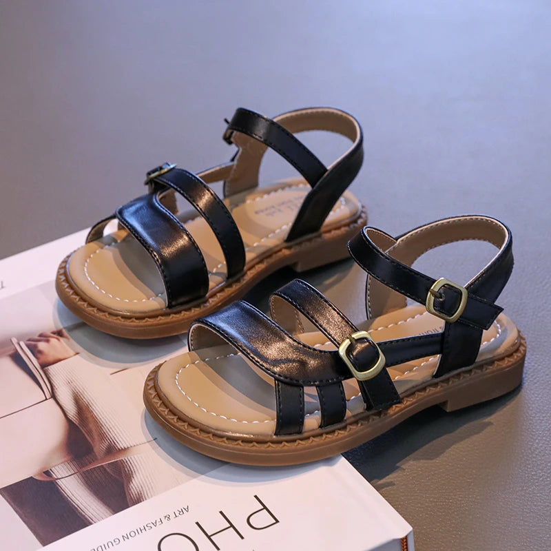 2025 New Children's Summer Sandals Hollow-out Woven Girls Fashion Beach Sandals Fashion Causal Simple Kids Flat Shoes Versatile