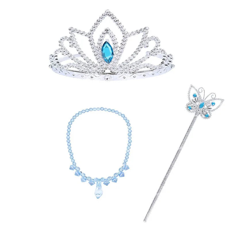 Princess Cinderella Girls Blue Butterfly Magic Wand Crown Crystal High Heel Necklace Dress Up Jerlwery Girl Cosplay Toy