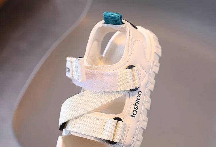 H04172 Summer Boys' Breathable Canvas Sandals – Outdoor Casual Shoes with Nylon Strap Detail for Toddlers and School-Age Children