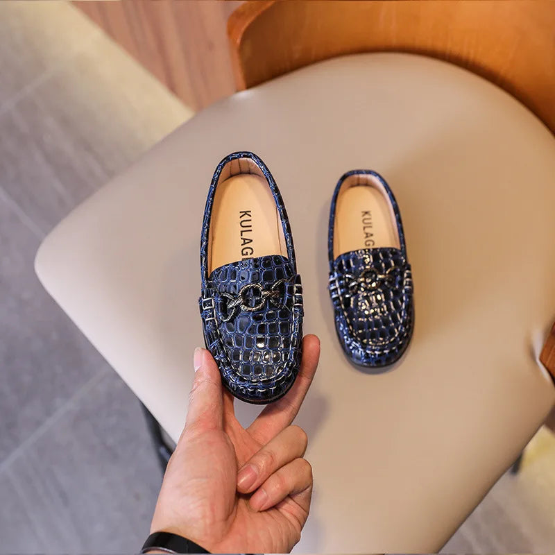 British Style Children 2025 Spring New Fashionable Soft Soled Bean Shoes for Boys Middle And Young Children Loafers