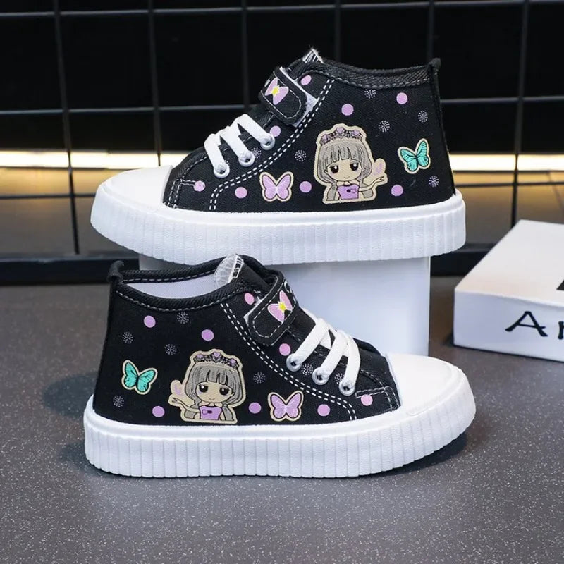 Multi Colored Kids Casual Shoes Cartoon Mid Top Anti Slip Spring Autumn Outdoor Kids Canvas Shoe Sizes 26-37 Sandalias De Mujer