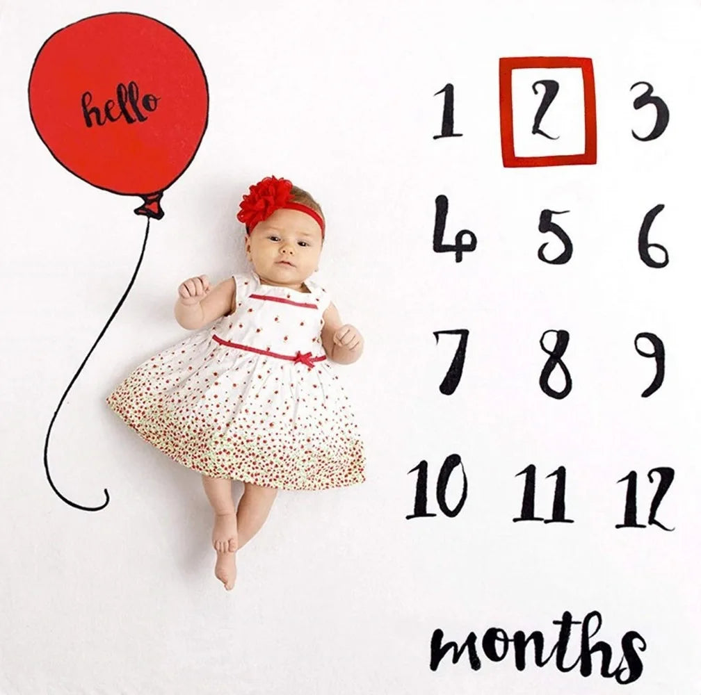 100*100cm Newborn baby Monthly Growth Milestone Blanket photography props Background Cloth Commemorate Rug