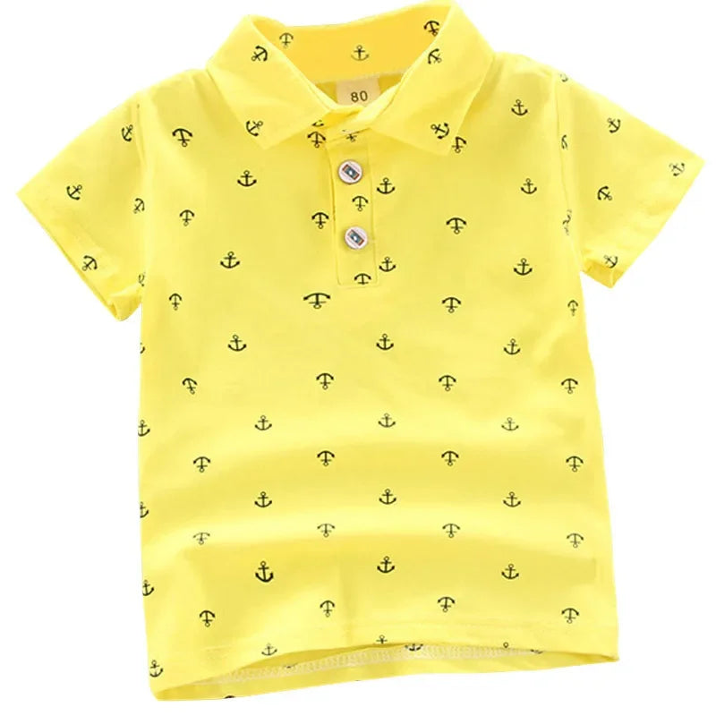 2025 Summer New Boys Fashion Print Short Sleeve Turndown Collar Cotton Shirt Breathable Children Tops Baby Clothes Dropshipping