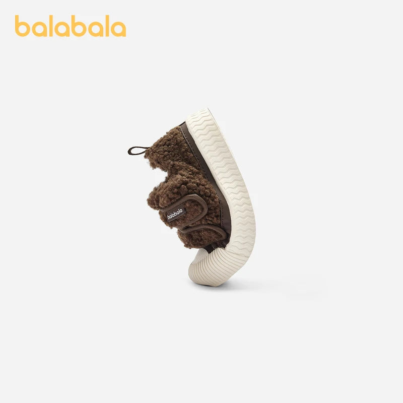 Balabala Baby Walking Shoes Baby Boys Girls 2024 New Winter Plus Velvet New Warm Cute Comtable Trendy Kids Shoes