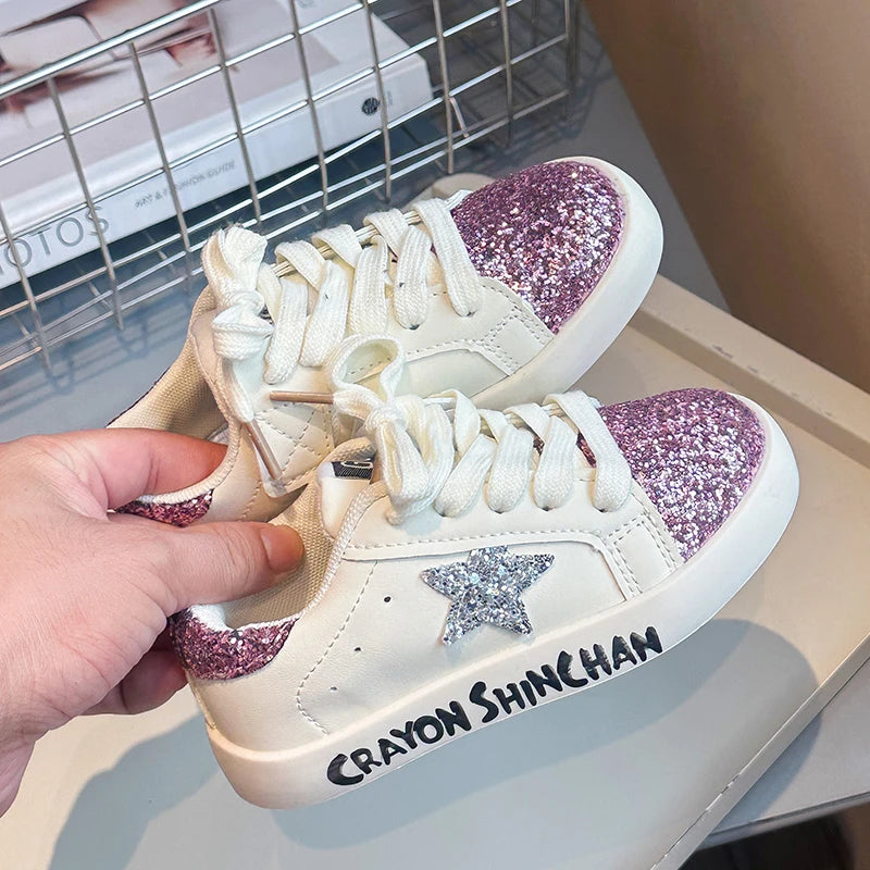 Kids' Spring/Fall Sports Shoes – Soft-Soled Leather Casual Sneakers for Boys and Girls, Classic White Board Shoe Style