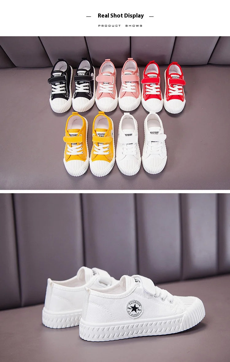 Children's Canvas Shoes Soft Sole Comfortable Cookie Shoes Boys and Girls Breathable Non-slip Leisure Sports Canvas Shoes