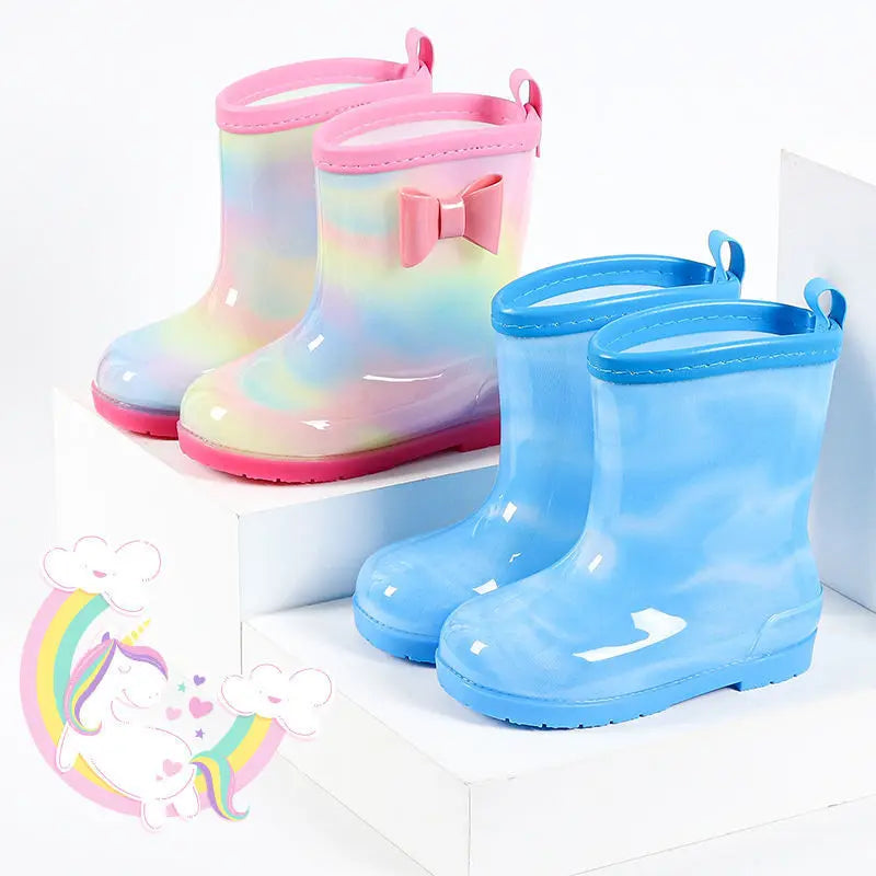 Cartoon Rain Boots For Children Girl Cute Kids Girl Mid-Calf Waterproof Rain Boots Little Baby Girl Outwear Non-Slip Water Boots