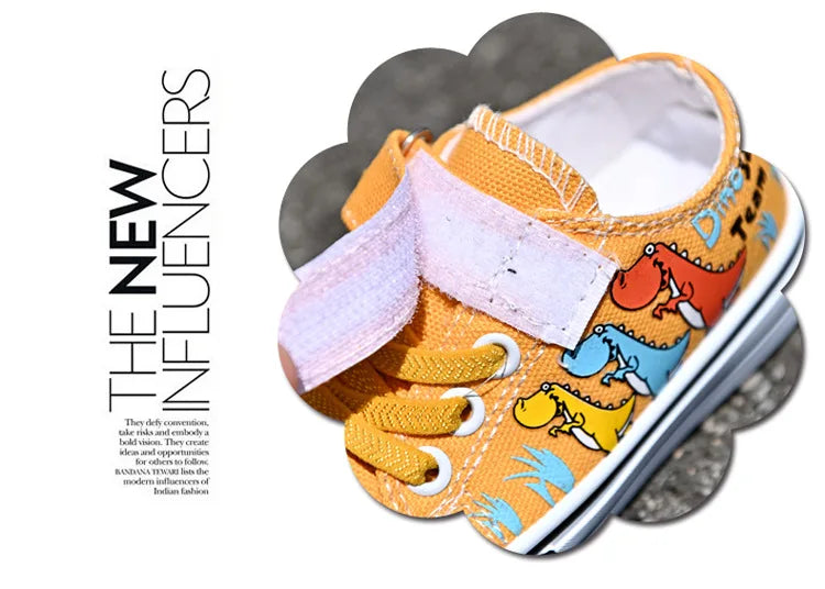 Children's Cartoon Canvas Sneakers – Breathable Low-Top Casual Shoes for Boys and Girls, Ideal for Spring and Autumn