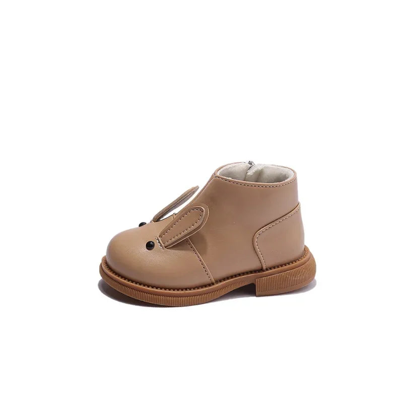Cartoon Rabbit Baby Ankle Boots for Girls England Style Children Cute Bunny Winter Short Boots Low Heel Kids Girl Shoes G11073