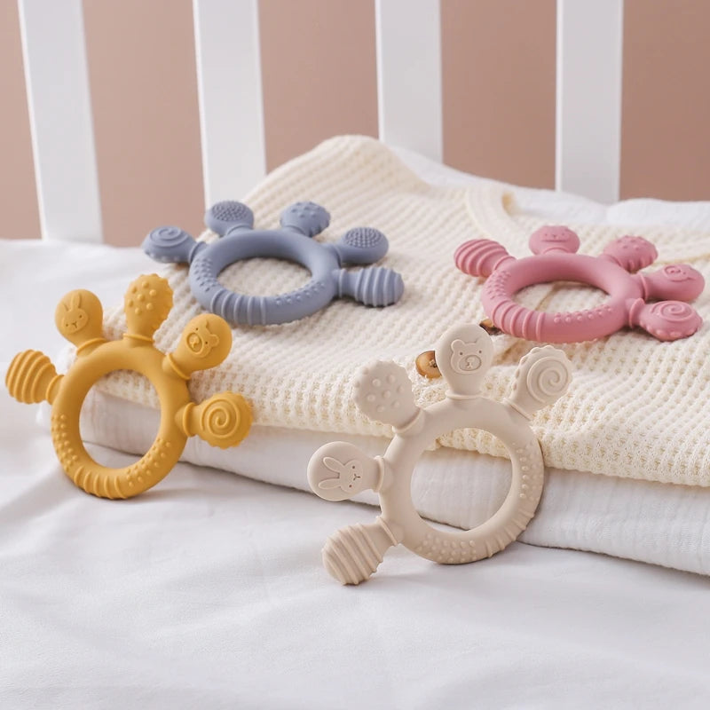 Finger Teether Silicone Pacifier Chain Baby Teether No BPA Teething Ring Gum Baby Care Equipment Silicone Baby Care Utensils