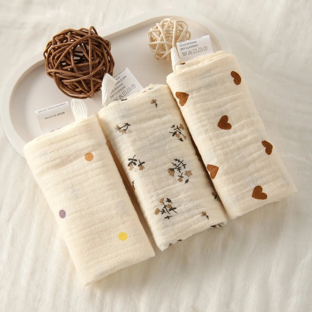 3/5Pcs 6-Layer Pure Cotton Baby Cotton Washcloth Soft Gauze Cotton Newborn Burp Cloth Absorbent Baby Towels Square Towels