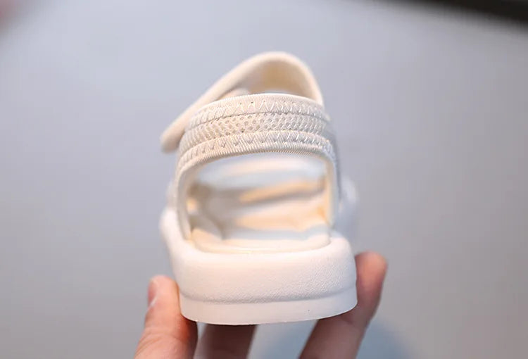 Summer Boys' Fashion Sandals – Breathable White Slip-On Shoes for Toddlers and Kids (Sizes 21–30)