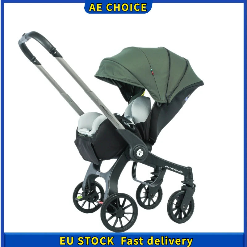Baby Stroller 4in1 EU Stock, 3 in1 baby trolley car with car seat,multifunctional foldable easy portability baby carriage