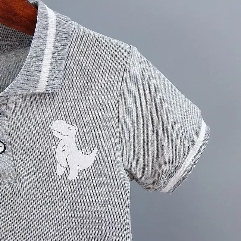 Summer Children Clothes Baby Boys Clothes Set Dinosaur Printed Turn-down Collar T-Shirts Tops+ Shorts 2PCS/Suit Infant Clothing