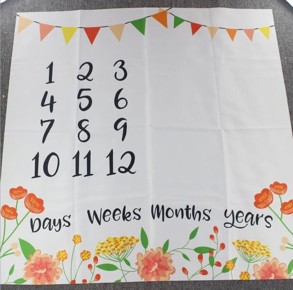 100*100cm Newborn baby Monthly Growth Milestone Blanket photography props Background Cloth Commemorate Rug