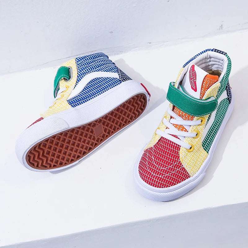 2207 Spring and Autumn Colored Breathable Children's Canvas Shoes Fashion Versatile Board Shoes Korean Edition Children's Shoes
