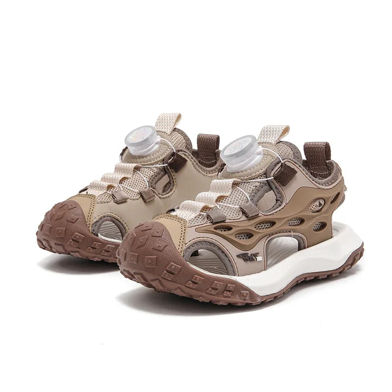 Summer 5-16 Years Boys Breathable Anti-Slip Beach Shoes Outdoor Anti-Bump Closed Toe Sandals Sport Sandals for Children's