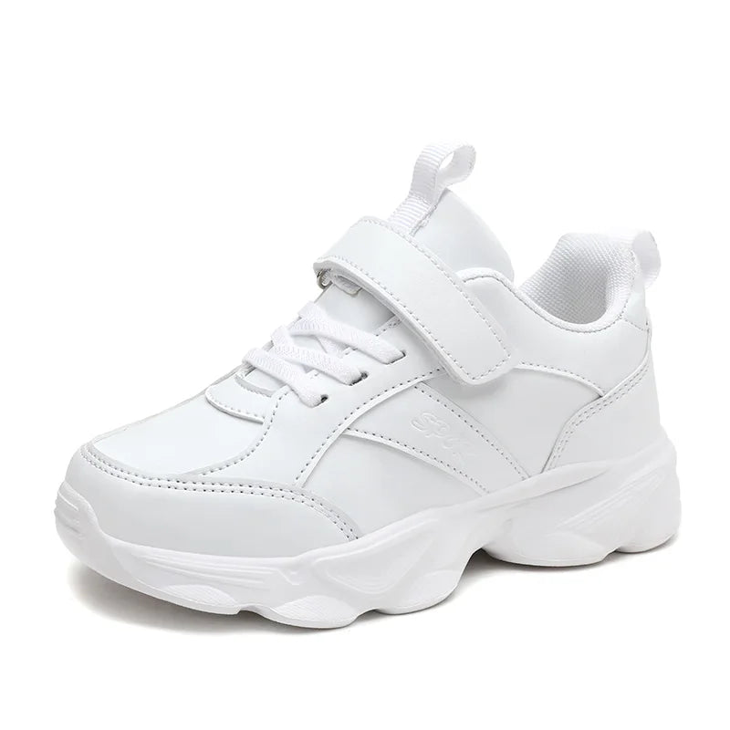 Children Shoes Kids Casual Sneakers Black Pu Leather Sports Shoes for Boy Girls White Shoes School Running Tennis Sneaker