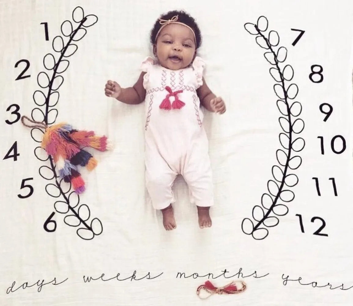 100*100cm Newborn baby Monthly Growth Milestone Blanket photography props Background Cloth Commemorate Rug