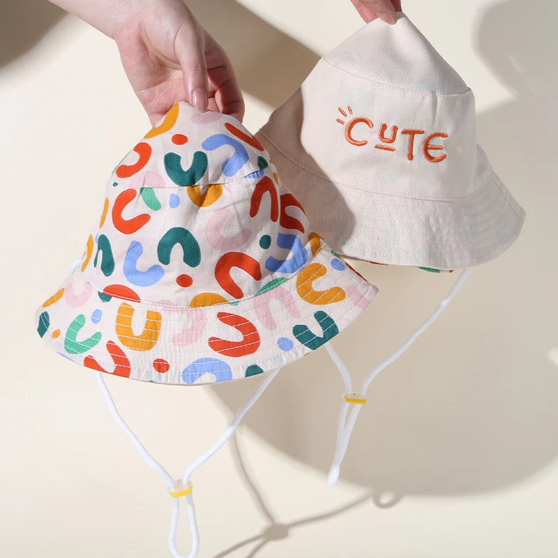 Cute Embroidered Baby Bucket Cap Double Sided Print Kids Panama Sun Hat Summer Children Boy Girl Fisherman Caps Gorras кепка 모자