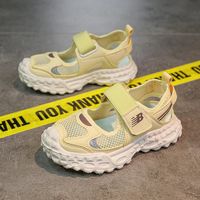 Summer Children Mesh Clunky Sneakers Boys Girls Breathable Hollow Casual Shoes Kids Cool Beach Shoes