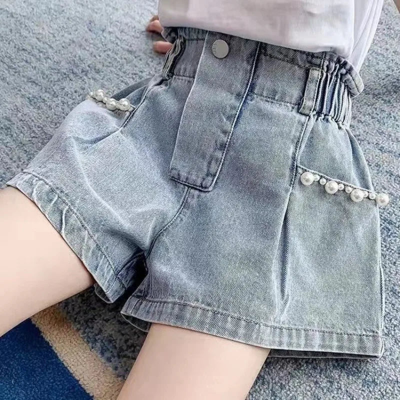 Childrens Clothing Girls Shorts Summer New Style Childrens Denim Shorts Girls Outerwear Pants Casual and Versatile
