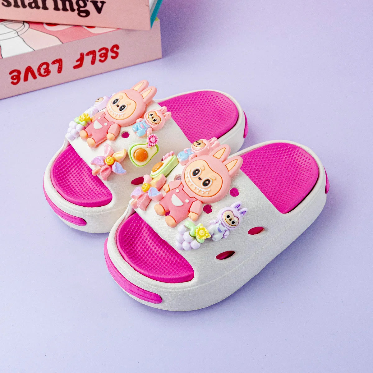 New Popular Cartoon Pink Versatile Eva Slippers for Boys and Girls, Fashionable Double Soft-Soled Non-Slip Sandals 831