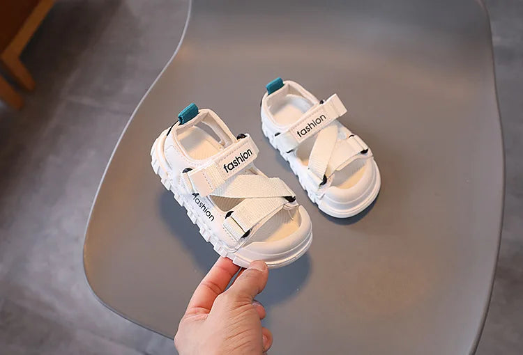 H04172 Summer Boys' Breathable Canvas Sandals – Outdoor Casual Shoes with Nylon Strap Detail for Toddlers and School-Age Children