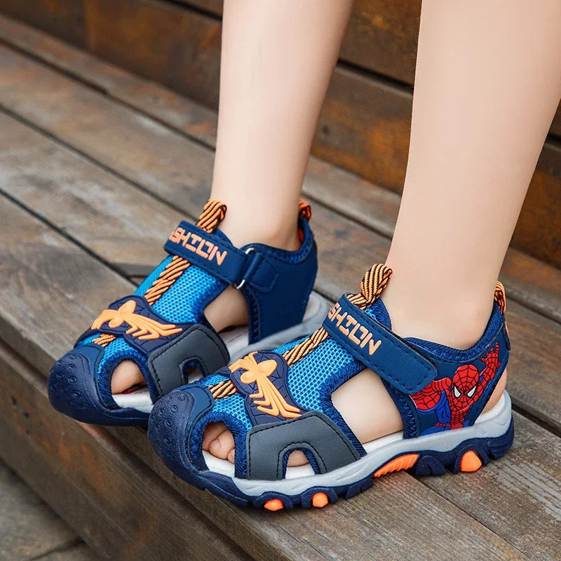Summer Kids' Sports Sandals – Breathable Hollow-Out Design, Non-Slip Soft Soles for Boys and Girls in Black, Red, Gray, and Blue