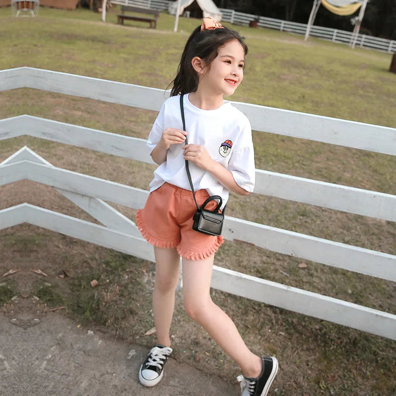 Summer Children Jeans Boys Girls Cotton Shorts Splice Stretch Denim Shorts Korean Teenage Trousers Wear Kids Clothing 2-12Yrs
