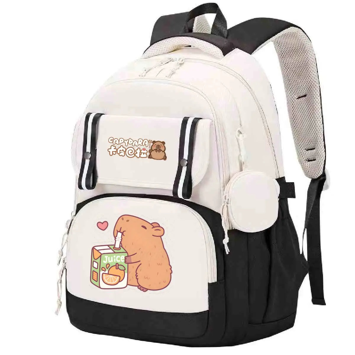 Capybara Print Backpack Girls Boys Cute Cartoon Outdoor Travel Bagpack Large Capacity Capybara Birthday Gifts Teeneger Schoolbag