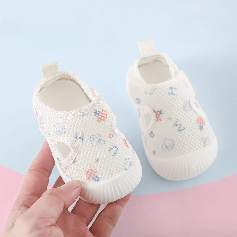 Baby Shoes Anti-slip Breathable Infant Crib Floor Socks with Rubber Sole for Children Girls Boys Mesh Shoes Soft Bottom Slippers