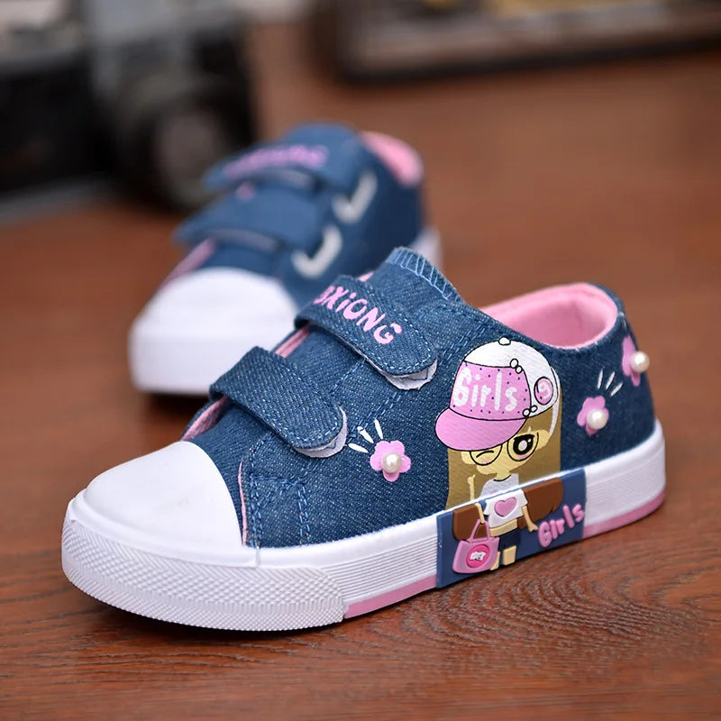 Children's Canvas Shoes, Soft Bottom Non-slip, Breathable Toddler Flat Sneakers 21-38 Size