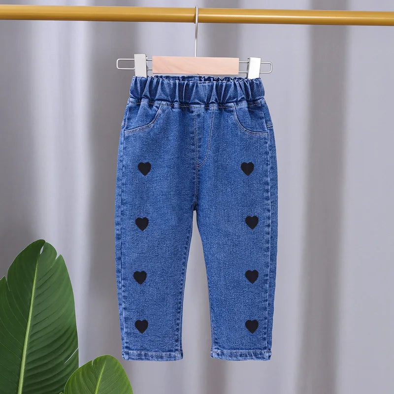 Jeans for Kids Girls Trousers Spring Autumn 2023 New Bow Bell-bottomed Stretch Princess pants for children Girl Denim Pants