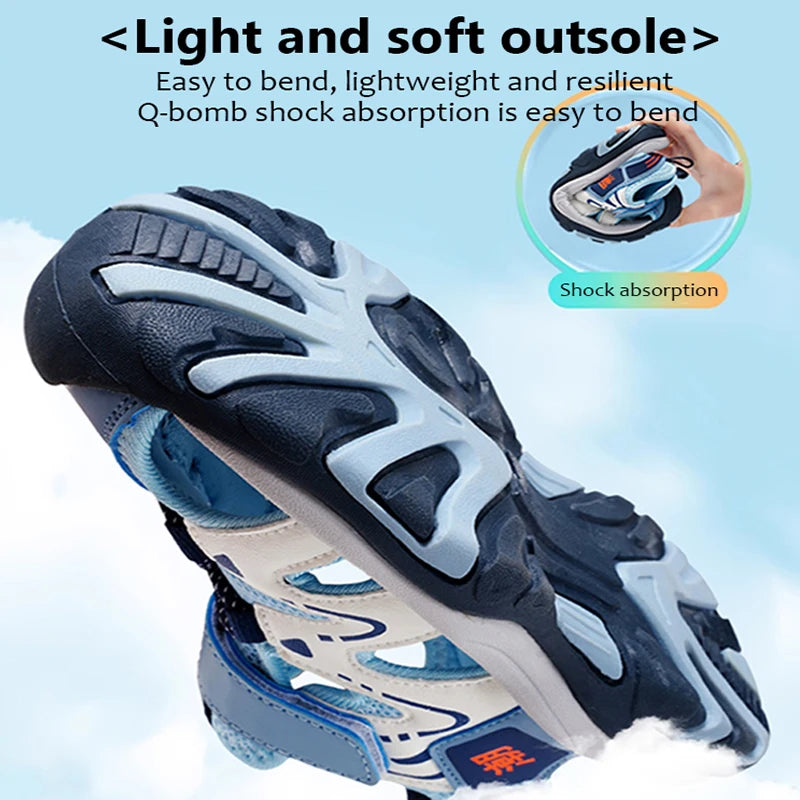Summer Kids Beach Sandals Shoes Closed Toe Anti Bump Children's Walking Flat Shoe Outdoor Breathable Boy's Soft Sole Sandals