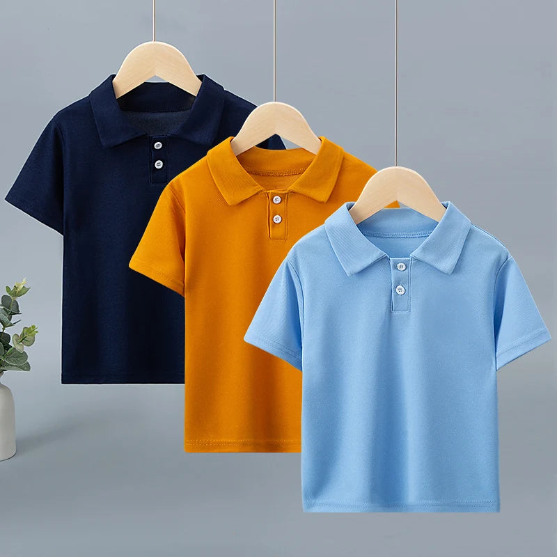 3/1 Pcs Children's Solid Color Basic POLO Shirt Boy Fashion Striped Shirt Casual Joker Prince Fan Short Sleeve Neutral Student T