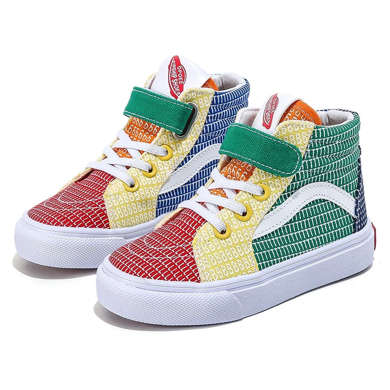2207 Spring and Autumn Colored Breathable Children's Canvas Shoes Fashion Versatile Board Shoes Korean Edition Children's Shoes