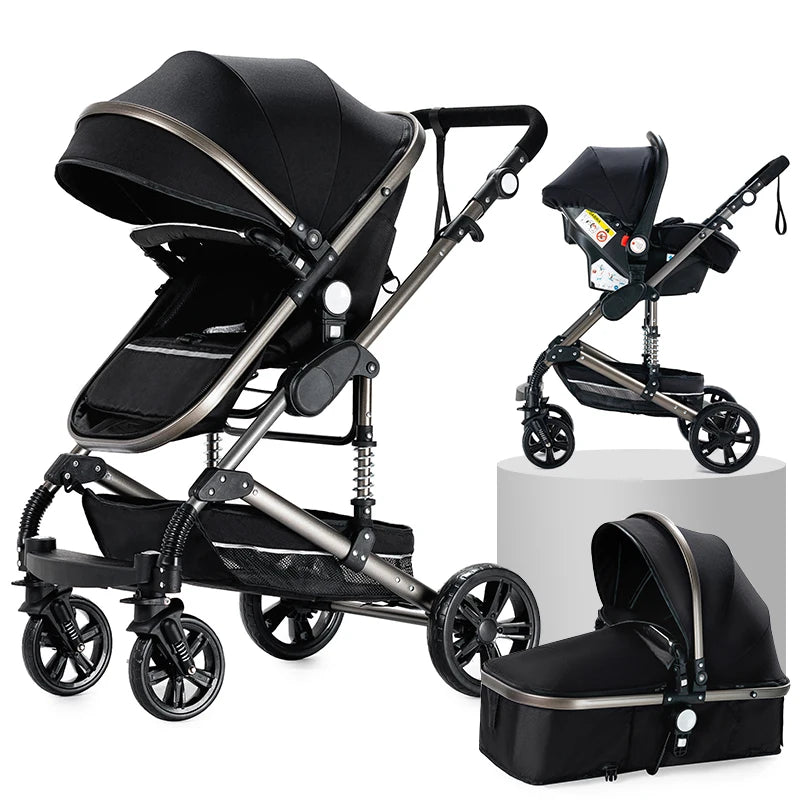 Baby Stroller 3 in 1 Four-wheel stroller Newborn Baby Car Portable Multifunctional Foldable Babies Carriage Cart Pram Mother-kid