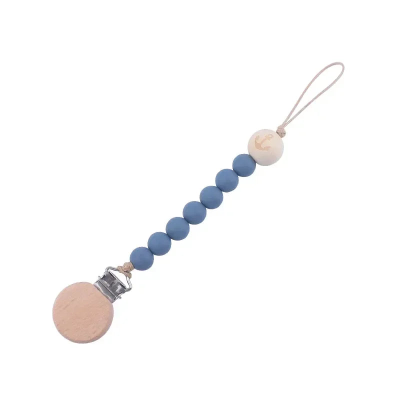 Personalized Baby Pacifier Clip Custom Name Silicone Bead Nipple Dummy Clips Engraved Infant Wood Pacifier Holder Newborn Gift