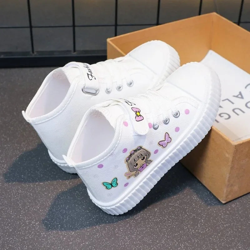 Multi Colored Kids Casual Shoes Cartoon Mid Top Anti Slip Spring Autumn Outdoor Kids Canvas Shoe Sizes 26-37 Sandalias De Mujer