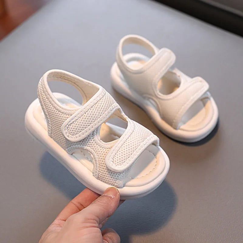 Summer Boys' Fashion Sandals – Breathable White Slip-On Shoes for Toddlers and Kids (Sizes 21–30)