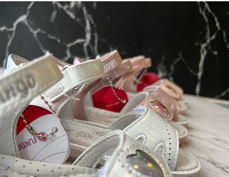 FLAMINGO Summer kinder sandalen Hook& Loop Flat Arched Design Chlid Casual Princess Shoes Size 26-31 For Girls 221S-Z6-2763