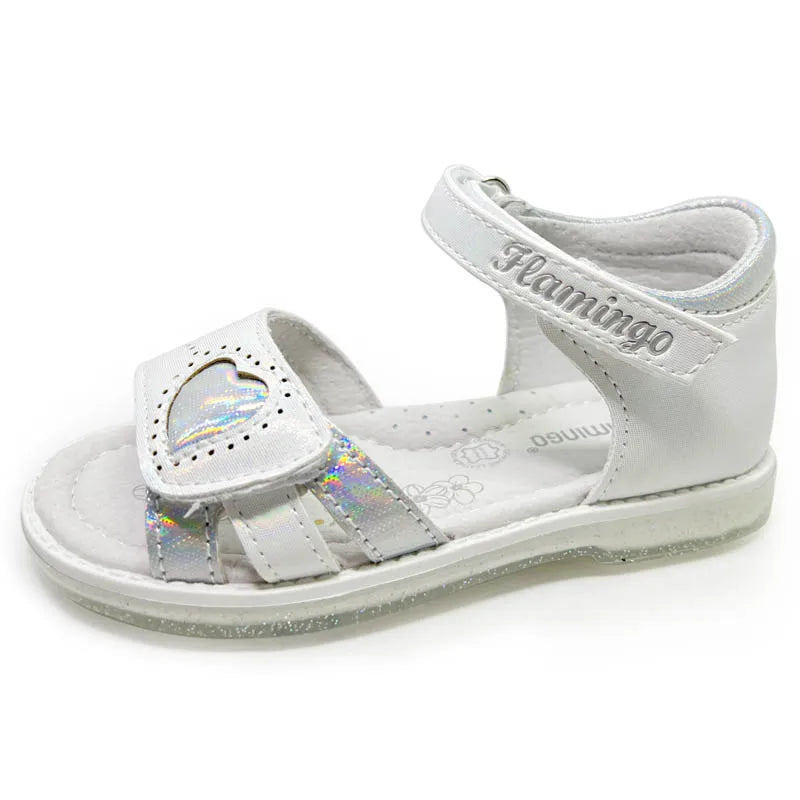 FLAMINGO Summer kinder sandalen Hook& Loop Flat Arched Design Chlid Casual Princess Shoes Size 26-31 For Girls 221S-Z6-2763