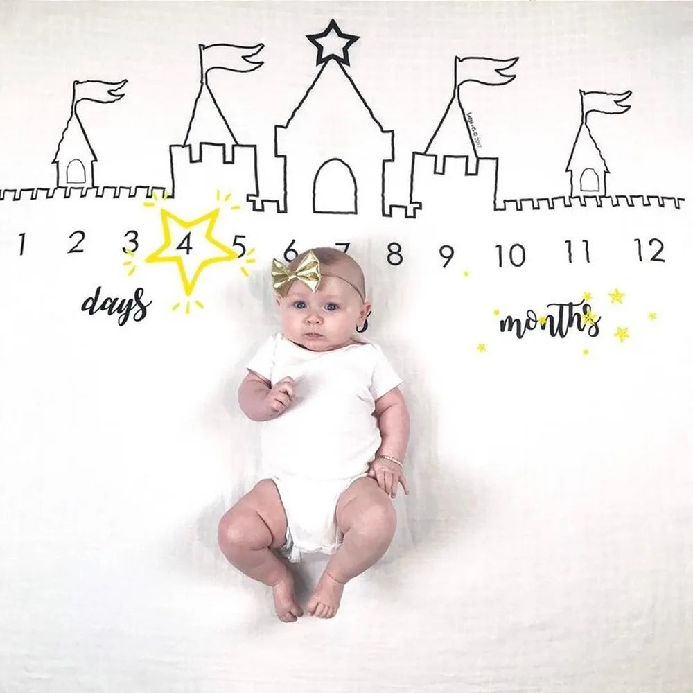 100*100cm Newborn baby Monthly Growth Milestone Blanket photography props Background Cloth Commemorate Rug