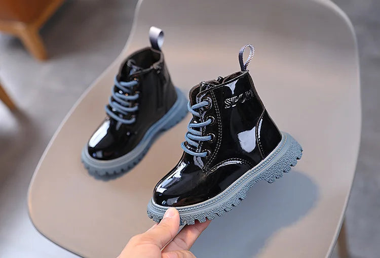 Boys Girls Single Boots Solid Color England Style Children Shoes Kids Small Short Boots Baby Non-slip Wear-resistant Footwear