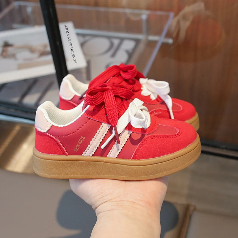 Children's Sneakers Kids Brand Design Stripes Casual Shoes Boys Girls Double Shoelace Sneakers Outdoor Walking Shoes Kids I02173