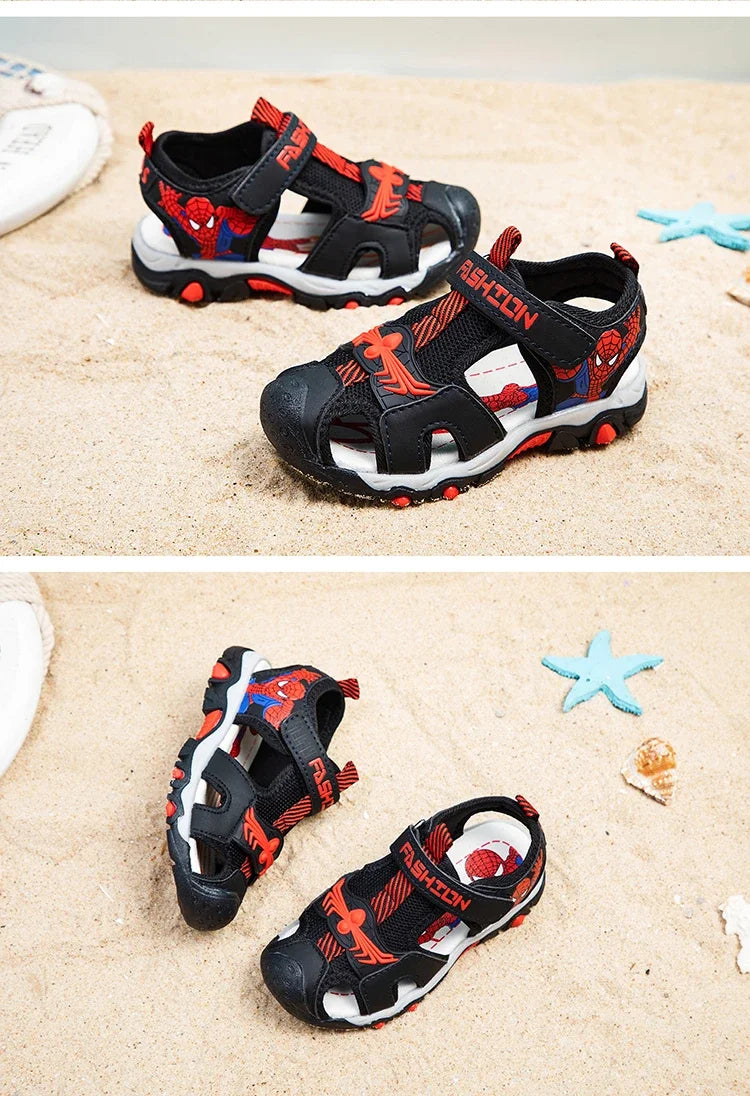 Summer Kids' Sports Sandals – Breathable Hollow-Out Design, Non-Slip Soft Soles for Boys and Girls in Black, Red, Gray, and Blue